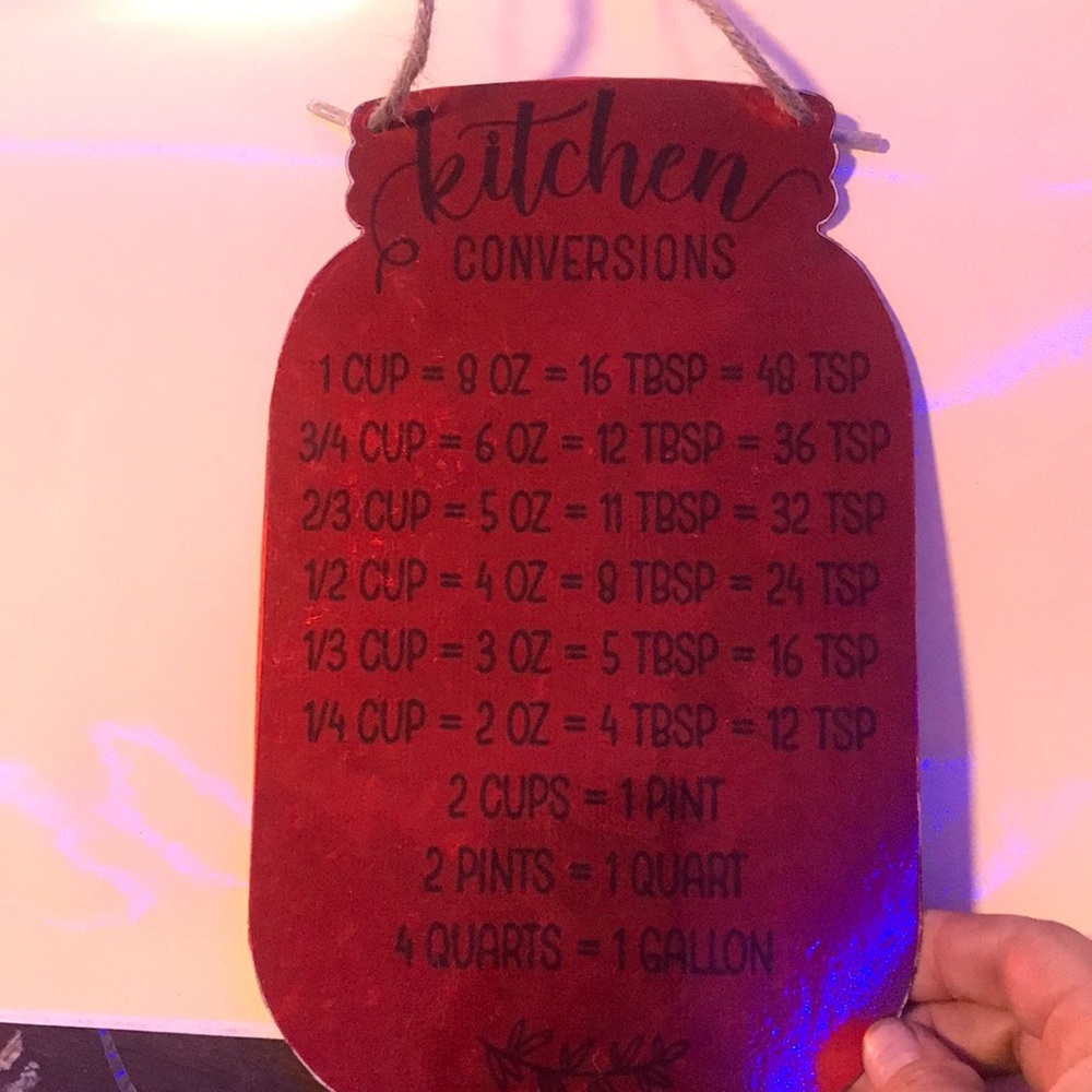 Handmade Kitchen Conversion Chart Decor For Your Kitchen!!